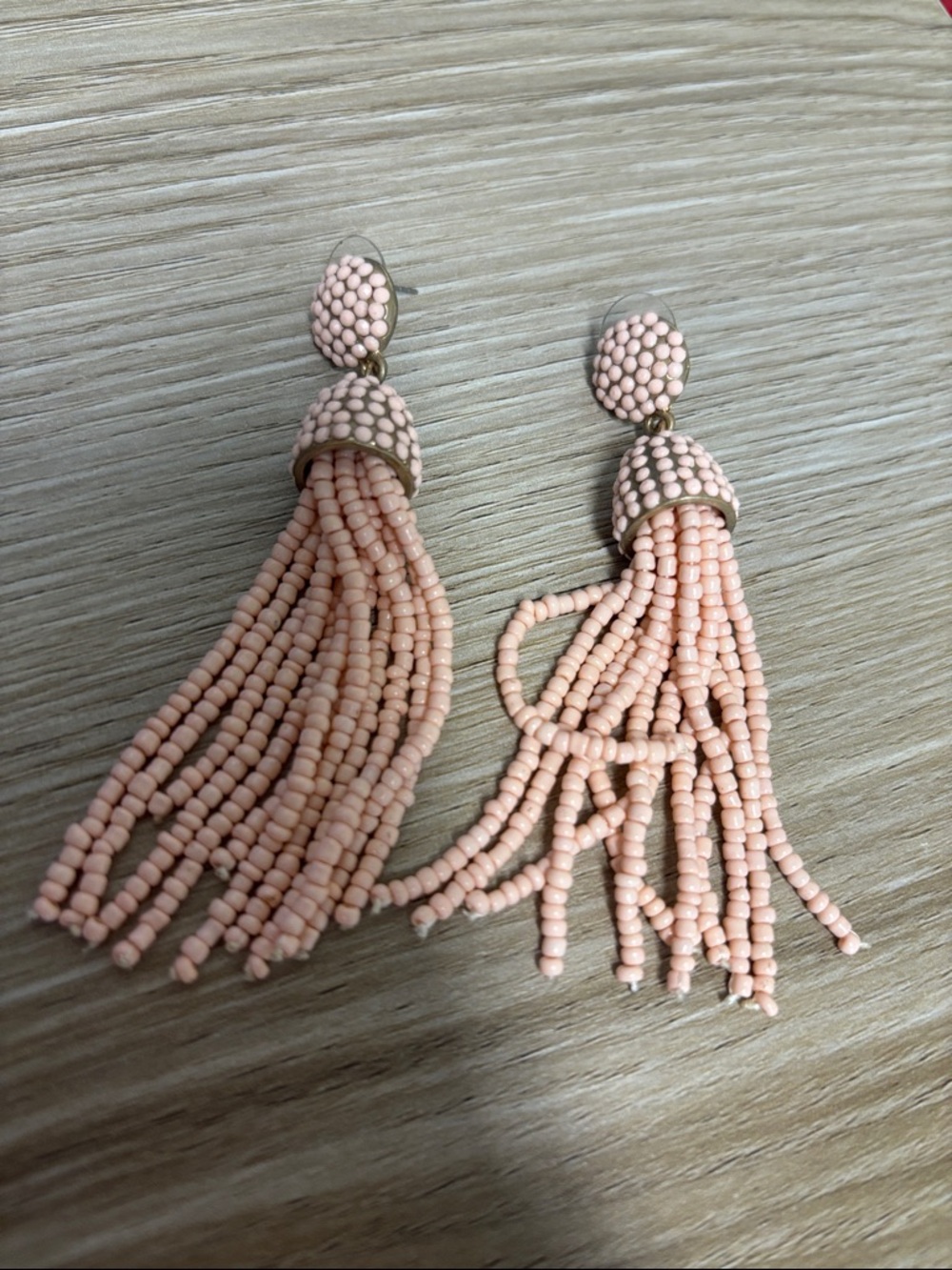 Plunder Blush Beaded Tassel Earrings